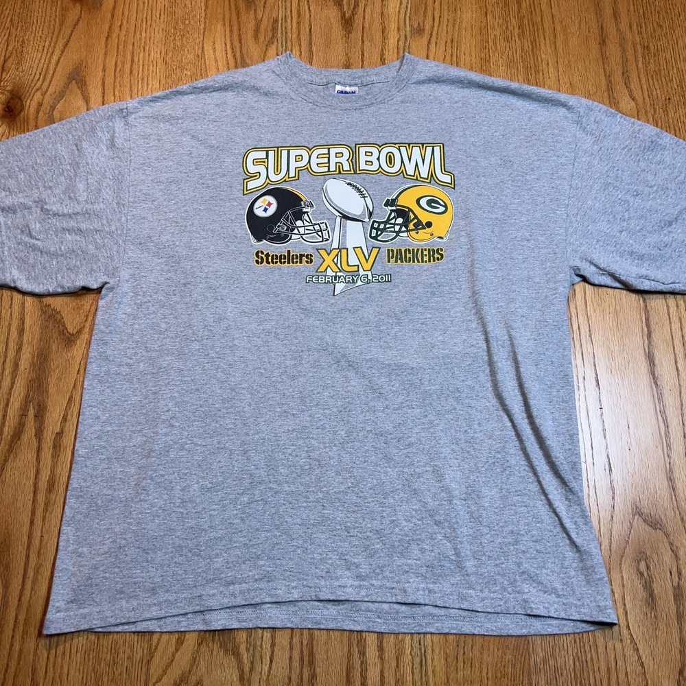 Pittsburgh Steelers Green Bay Packers NFL Super Bowl XLV‎ Shirt Men's XXL Gildan